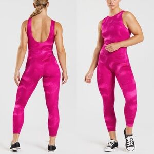 Gymshark GS Power Full Length All In One Sz S In Magenta Pink Print